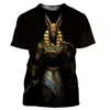 Camisetas masculinas 2023 ANUBIS 3D T-shirt Men and Women Fashion Casual Casual Camise