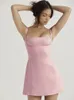 Casual Kleider 2023 Sommer Frauen Kleid Einfarbig Ärmellose Low-Cut Sling A-Line Eine Party Sexy Elegante Weibliche