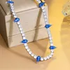 Catene BeaQueen Trend Neck Gioielli per donna Smalto blu Grande taglio marquise CZ Round Tennis HipPop Cocktail Party Collane N029