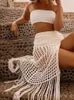 Damenbadebekleidung Damen Sexy Sheer Hollow Out Beach Maxi Strickrock Split Quasten Beachwear Sommer Crochet Cover Up Röcke 2021 Heißer Verkauf Y2303