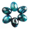 Charms Wholesale 1Pcs Blue Black Oval Dragon Veins Agates Cabochon CAB Beads Natural Stone For Jewelry Making Accessories NO Hole