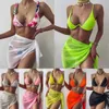 Women's Swimwear Women Short Chiffon Coverups Beach Bikini Wrap See-Through Up Scarf Kaftan Sarong Swimsuit Dress Y230311