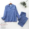 Men's Sleepwear Pajama Men Clothing Sets for Spring Autumn and Winter Long-sleeved Trousers Suits Brushed Cloth Cotton Plaid Pajamas Men Suit 230311