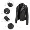 Women's Jackets Spring Autumn Women Short Faux Leather Jacket Ladies Solid With Zipper Biker Coat Female Casual Turndown Collar Outwear 230310