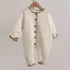 ロンパースの女の赤ちゃんロンパーコットン長袖ファッション生まれジャンプスーツかわいい女の子の服ソリッドルースガールロンパー0-24 M 230311