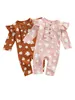 Barboteuses Citgeett automne infantile bébé filles décontracté à manches longues combinaison impression bouton barboteuse printemps vêtements 230311