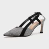 Dress Shoes The Summer 2023 Style Pointy Plaids High-heeled Sandals With Bows For Women's Go Strap-heeled
