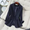 Women's Suits Blazers Spring Autumn Women Fashion Navy Blue Blazer And Jackets Chic Casual Office Suit Coat Ladies Elegant Outwear 230311