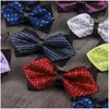 Prações do noivo Cummerbunds elegante ajuste em gravata borboleta padrão de negócios de negócios de terno de caça para homens no noivado vestido de noiva Drop DHe1e