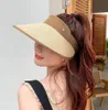 Hbp şapka vizörü yaz gündelik boş kadın saman örgü sandbeach kadın moda boş üst kapak tatil güneş şapkaları