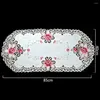 Table Cloth 1PC Satin Fabric 40x85cm/16" 33" White Oval Lace Tablecloth Doily Embroidered Floral Small Cover Home Decor Household