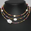 Łańcuchy KBJW Oryginalny minimalistyczny prawdziwy naszyjnik Pearl Mieszane wielokolorowe szklane koraliki Summer Choker Baroque Jewelry 2023