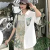 Blouses -shirts voor vrouwen asymmetrisch ontwerp korte mouw vrouwen zomermode trends Hawaii streetwear tops tienermeisje los fit knop b