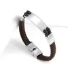 Bangle 22cm Woven Leather Bracelet For Men Stainless Steel Clasp Brown Blue Jewelry Daily Casual Accessories