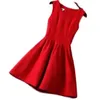 Party Dresses Simple Black Red White Short Cocktail Girls Lady Women Princess O-Neck Sleeveless Knee-Length Prom Dress