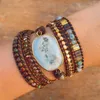 Bedelarmbanden aankomst 4Unik boho handgemaakte armband natuursteen vintage leer 5 wrap voor vrouwen en geschenken