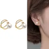 Backs Earrings Silver Color Pearl No Pierced Charming Ear Clip On For Women Girl Office Party Cuff Jewelry