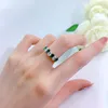 Clusterringen luxe zilver 925 sieraden bruiloft groene witte kristallen diamant boete voor vrouw verlovingsverjaardagsgeschenken