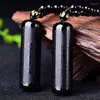 Pendant Necklaces Natural Obsidian Prajna Paramita Sutra Buddha Necklace With Lucky Beads Chain Fashion Jewelry For Men Women