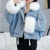 Women's Jackets 2023 Women Winter Loose Denim Oversize Coats Fur Collar Padded Casual Jean Overcoat Fashion Thick Long Sleeves Coat