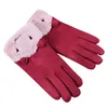 Cinq doigts gants dames mode hiver mignon peluche épaissir coupe-vent neige sports de plein air chaud épais doigt complet