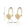 Backs Earrings 2023 Gold Copper Heart White Cubic Zirconia Clip Fashion Jewelry Wedding Party Gift Women's