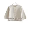 Jackor födda babyflickor spetsar ribbad cardigan kappa liten barn stickad blommig avslappnad solskydd jacka barn alla matchar sommarkläder 230311