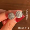 Ohrstecker, voll besetzt, CZ, für Damen, runde Form, einfach, vielseitig, glitzernder Zirkonia, Statement-Schmuck, Geschenk