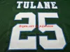 Hombres personalizados Mujeres jóvenes Vintage # 25 Tulane Matt Forte Green Football Jersey tamaño s-4XL o personalizado cualquier nombre o número de camiseta