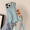 Neklace nadgarstka Lichee Ziarna Vogue Case na iPhone 14 13 12 11 Pro Max XR XS 7 8 Plus SE2 SE2 Regulowany gniazdo karty smyczowej Matowa skórzana portfel Wspornik tylny