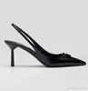 10A Luxury brands Dress Shoes sandal high heels low heel Black Brushed leather slingback pumps black white patent leathers 35-42