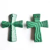 Pendant Necklaces 2023 Fashion Selling Malachite Stone Cross Pendants Charm Fit Jewelry Making 4pcs/lot Wholesale Free