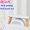 Hand Rests Folding LogPU Leather Nail Hand Rest Pillow Hand Cushion Pillow Holder Nail Art Stand Manicure Table for Nail Salon Arm Rests 230311