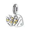 925 Silver Fit Pandora Original Charms Diy подвесные женские браслеты бусины цветочный дерево яблочный кулон Diy Charms Hot