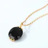 Kedjor Allnoel Natural Black Agate Pendant Necklace 925 Sterling Silver for Women 5a White Zircon Cz Gold Plated Fine Smyckespresenter