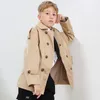 Tench coats Khaki Jacket For Boys DoubleBreasted Design Children Outerwear Kids Trench Coat Teen 214 Years Casual Windreaker 230311