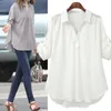 Women's Polos Women Blouse Loose Shirt Long With Middle Sleeves For