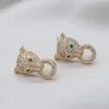 Boucles d'oreilles à tige Corée Design Bijoux de mode 14K plaqué or véritable Exquis Zircon Léopard Élégant Accessoires de fête pour femmesStud