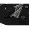 Malhas femininas tees moda estilo gótico de grandes dimensões cardigã preto emo sweater sweater de manga longa vneck harajuku solto malhas vintage tops tops casaco 90s 230311