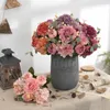 Decorative Flowers Retro Artificial Peony Flower Bouquet Simulation Hydrangea Shooting Props For Home Living Room Wedding Decoration