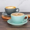 Coffee Cup and Saucer Glossy Cappuccino Latte Porcelain Drinkware Coffeeware Sets 220ml Ceramic Tableware Espresso Gift