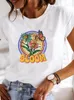 Kvinnors t skjortor tryck mode kort ärmkläder kvinnor kläder blommor blommor trend söt 90-tal kvinnlig sommar grafisk tee casual t-shirts