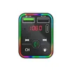 Rainbow LED -bilchaddare FM -sändare F2 BT5.0 Dual USB Fast Charging PD Type C Ports Handsfree Audio Mottagare Auto MP3 Player for Cellphones Retail Box