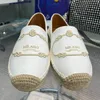 Kadınlar Espadrille Designer Düz Ayakkabı Deri Espadrilles Loafers Tuval Ayakkabı Moda Lady Kızlar Yaz Beyaz Günlük Ayakkabıları