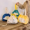 Sacs de rangement mignon sac d'isolation en toile japonaise boîte à lunch Simple sac à main étanche faisceau bouche fourre-tout