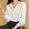 Women's Blouses & Shirts Striped For Women Clothing Autumn Long Sleeve -Neck Top Fashion Professional Shirt Elegant Workwear FemaleWomen's W