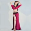 Scen Wear Belly Dance Costume Set Women Ladies Oriental Practice Professional Top Long Kjol 2st Performance Dress
