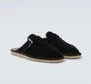 Luxury Men's Formal Shoes Calfskin Suede Slide Flat Slippers Rubber Soles Success Men's Dinner Casual Walking Shoes EU40-43