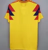 1990 Retro Soccer Jerseys Valderrama Escobar Home Yellow Away Red Jersey Classic Curmorate Collection Vintage 90 Football Shirts de Foot Shirt Guerrero Jakość