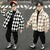 Coatar roupas infantis de inverno de manga longa lã xadrez de moda de lã, espessando a área de roupa quente boutique Kids ROPA Bebe 230311